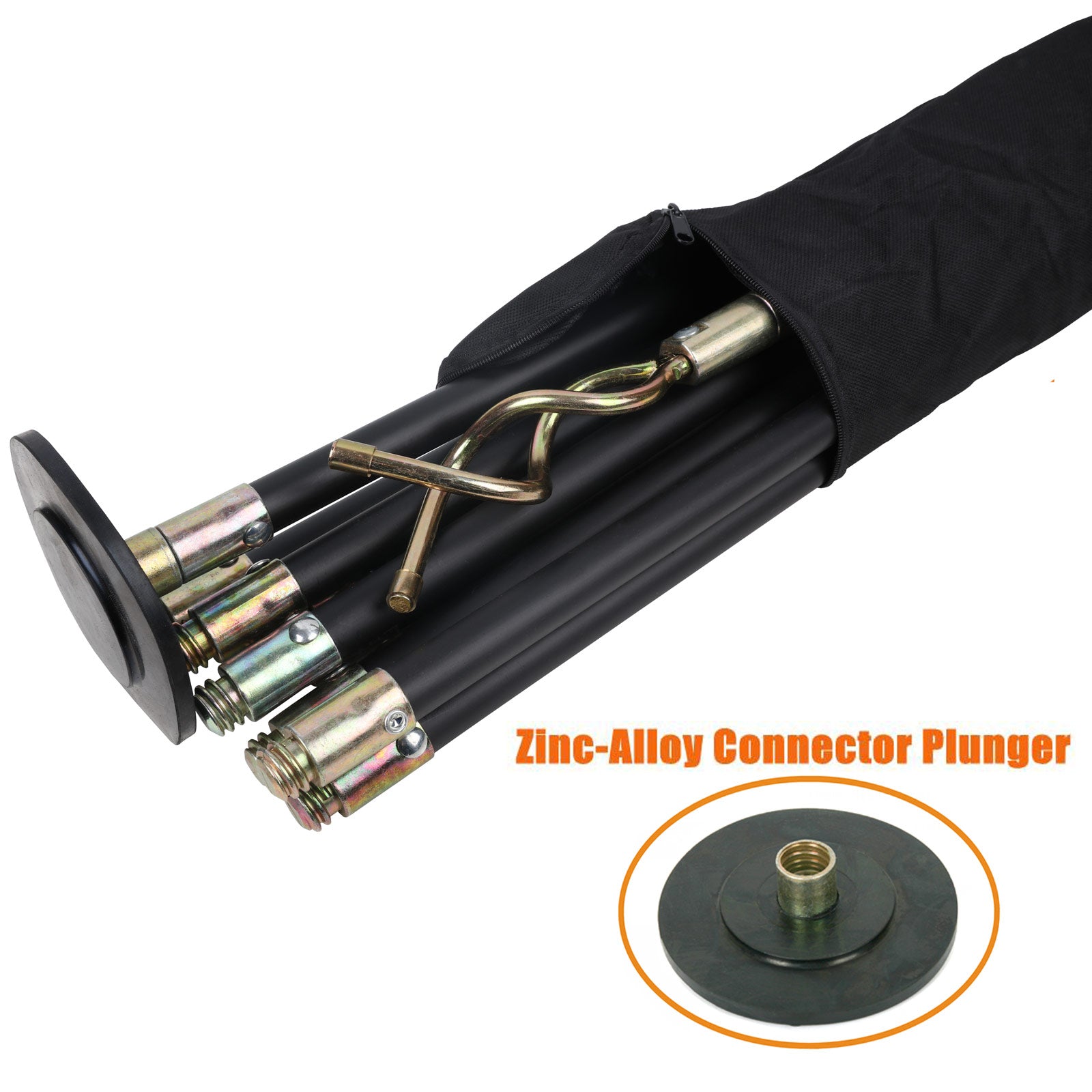 Drain Cleaner Cleaners 10 Rod Carry Bag T Swivel Handle Zinc Alloy Plunger