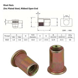 M10 X 50 Nutserts Rivet Nuts Flange Blind Rivnuts Zinc Plated Steel Nut Nutsert