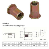 M4 X 100 Nutserts Rivet Nuts Flange Blind Rivnuts Zinc Plated Steel Nut Nutsert