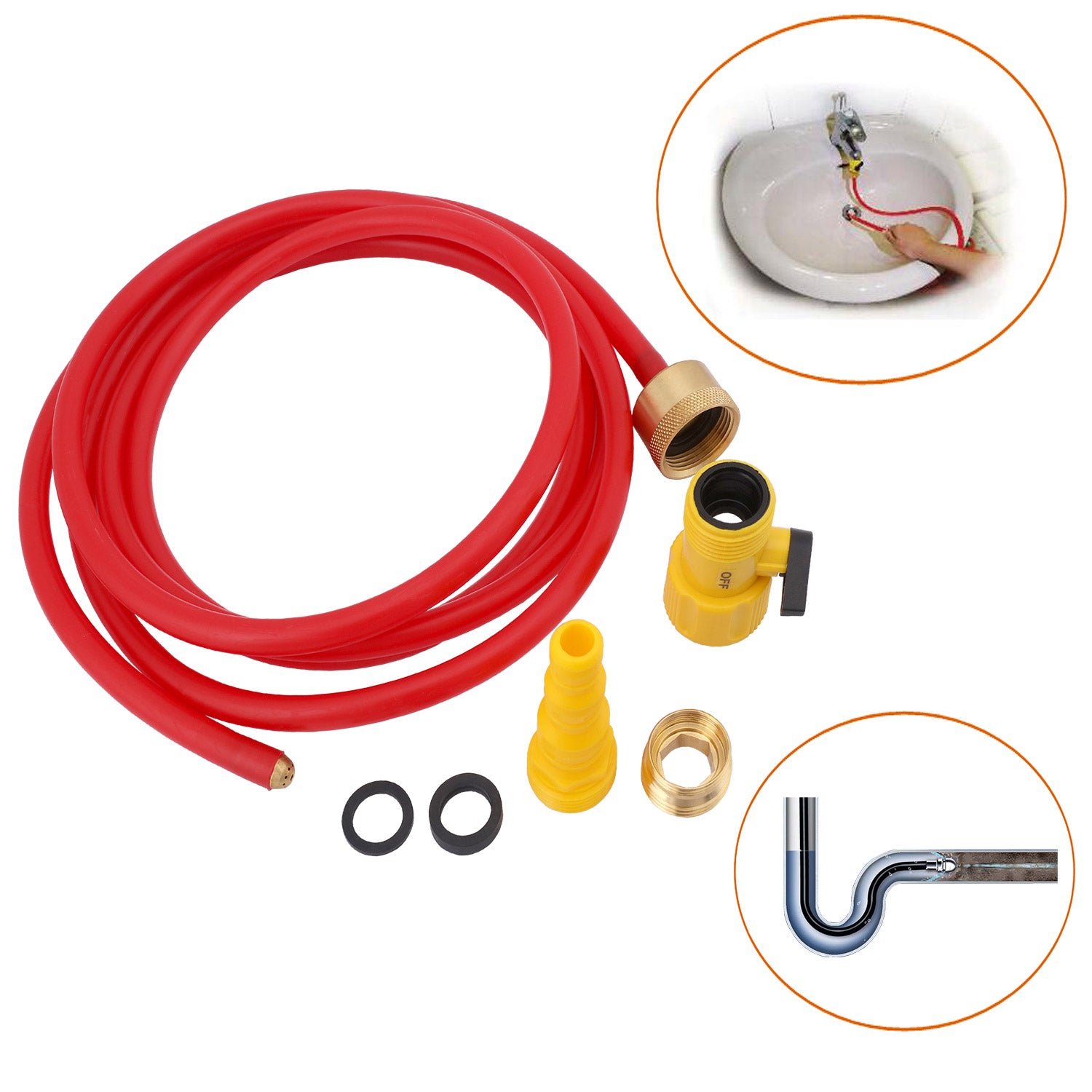 Drain Cleaning Cleaner Tools Nozzle With Hose 1 Jet forward 9 Jets sideway 2.5M