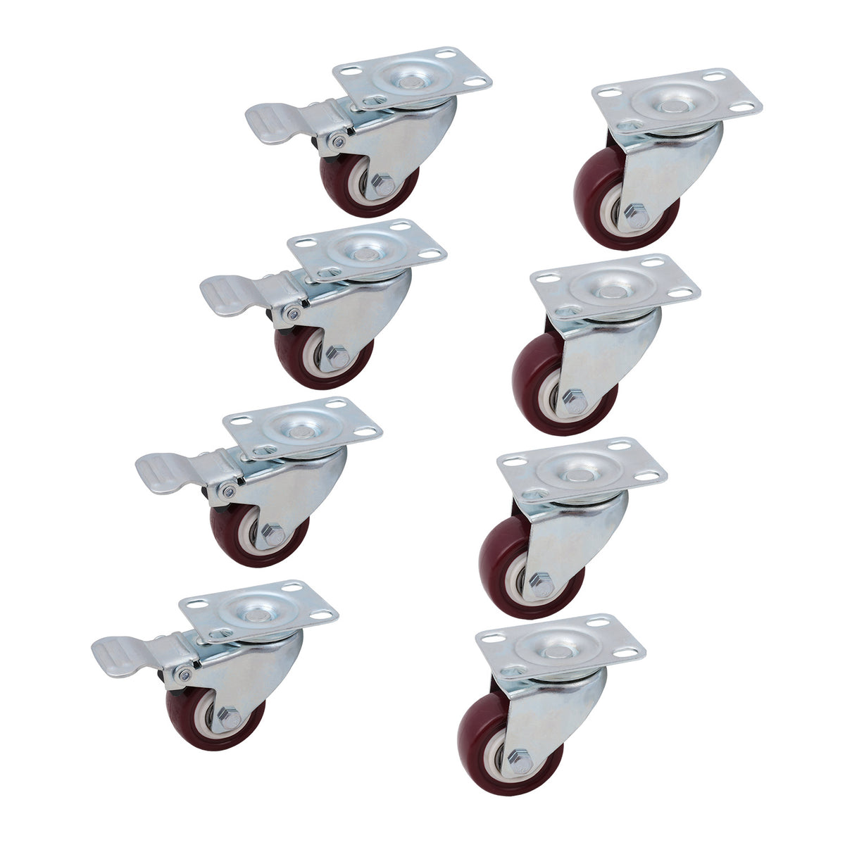 Heavy Duty 2" 50mm Polyurethane Swivel Caster Wheels PU/PTU Castors W/ Brake