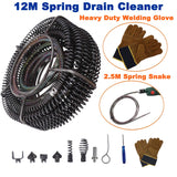 12M+2.5M Spiral Electrical Drill Plumber Drain Snake Pipe Pipeline Sewer Cleaner