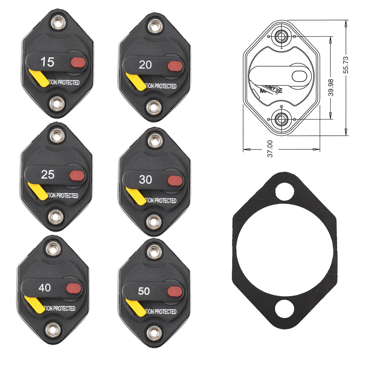 Circuit Breaker Marine Waterproof 12V 24V DC Manual Reset