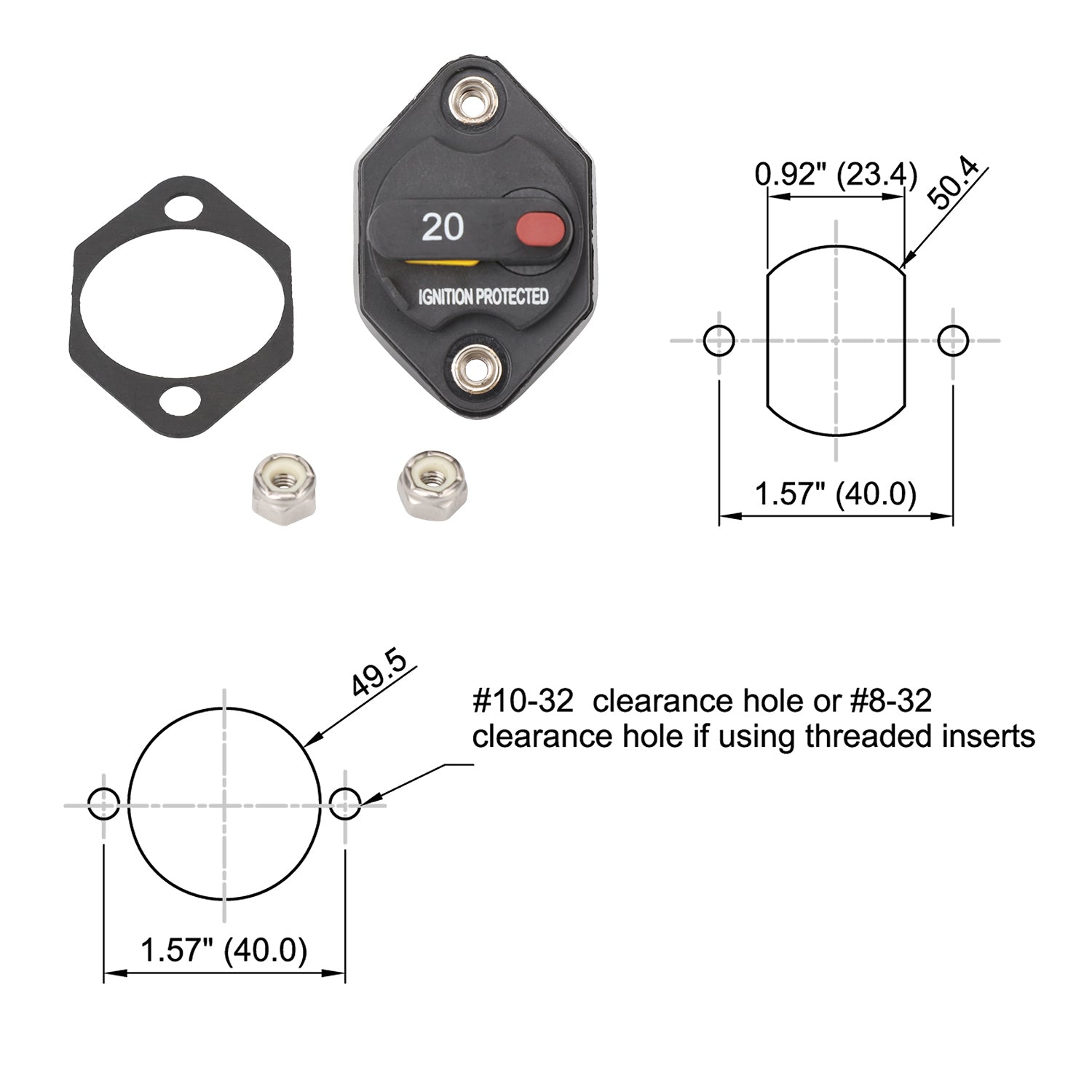 Circuit Breaker Marine Waterproof 12V 24V DC Manual Reset