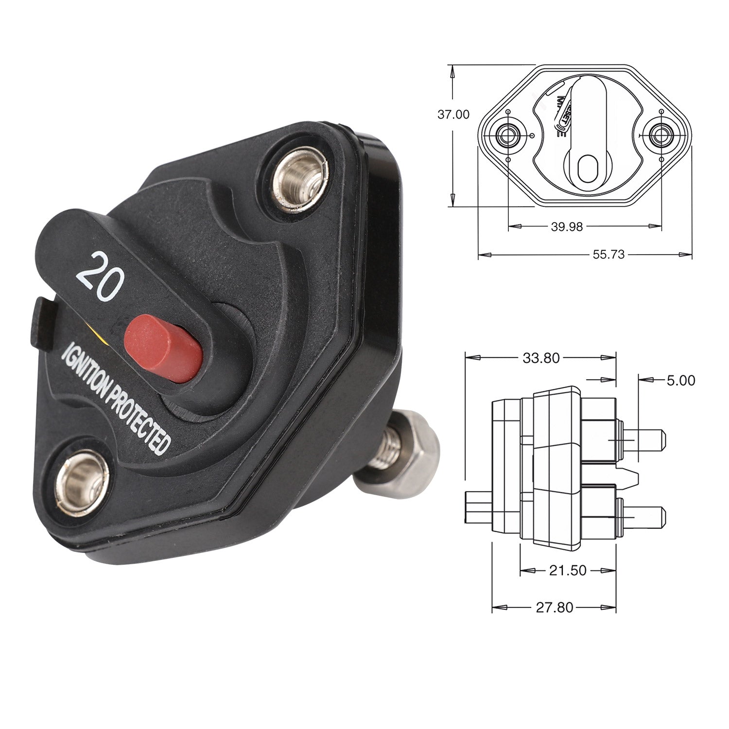 Circuit Breaker Marine Waterproof 12V 24V DC Manual Reset