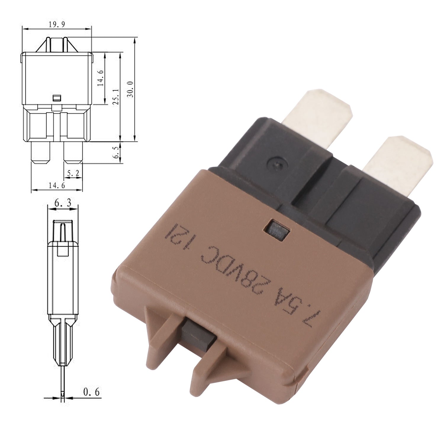 7.5A AMP Circuit Breaker STD Blade ATC Fuse Blocks Max 28Vdc Manual Reset