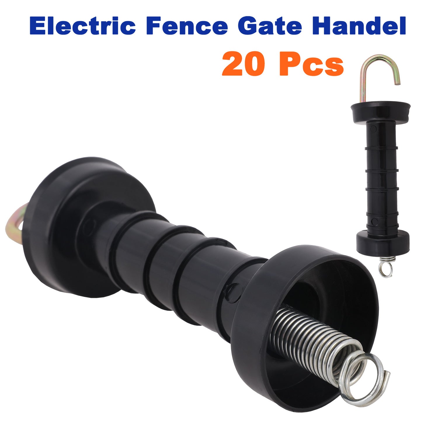 20 Pcs Electric Fence Gate Handle Insulated Spring Handles Black