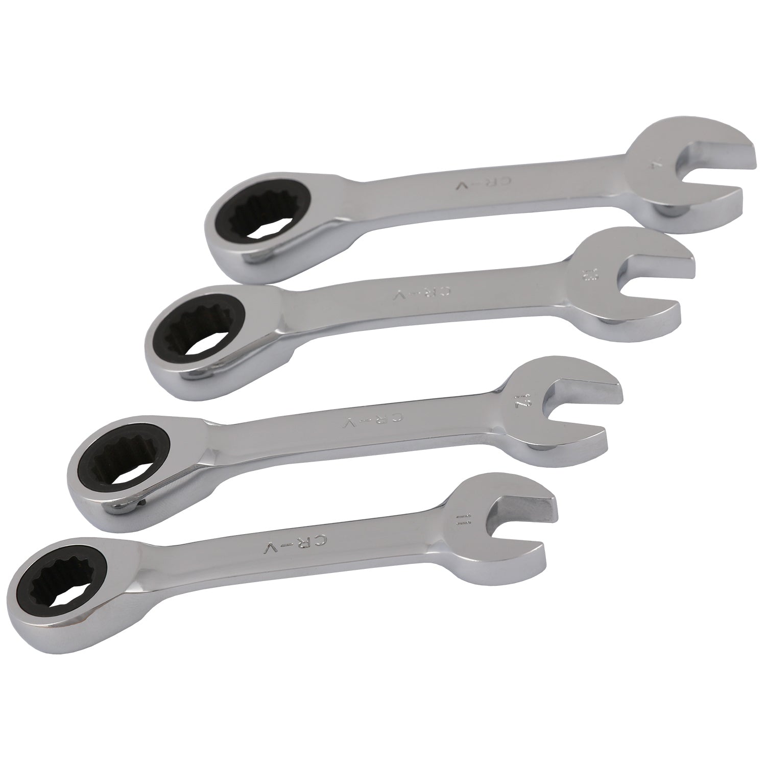 12 Pcs Stubby Ratchet  Gear Wrench Metric 15 Deg Offset Reversible Spanner Set