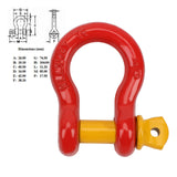 2 x Bow Shackle WLL 3.25 Ton Rated 16mm 4WD Recovery Tow Car Trailer Red