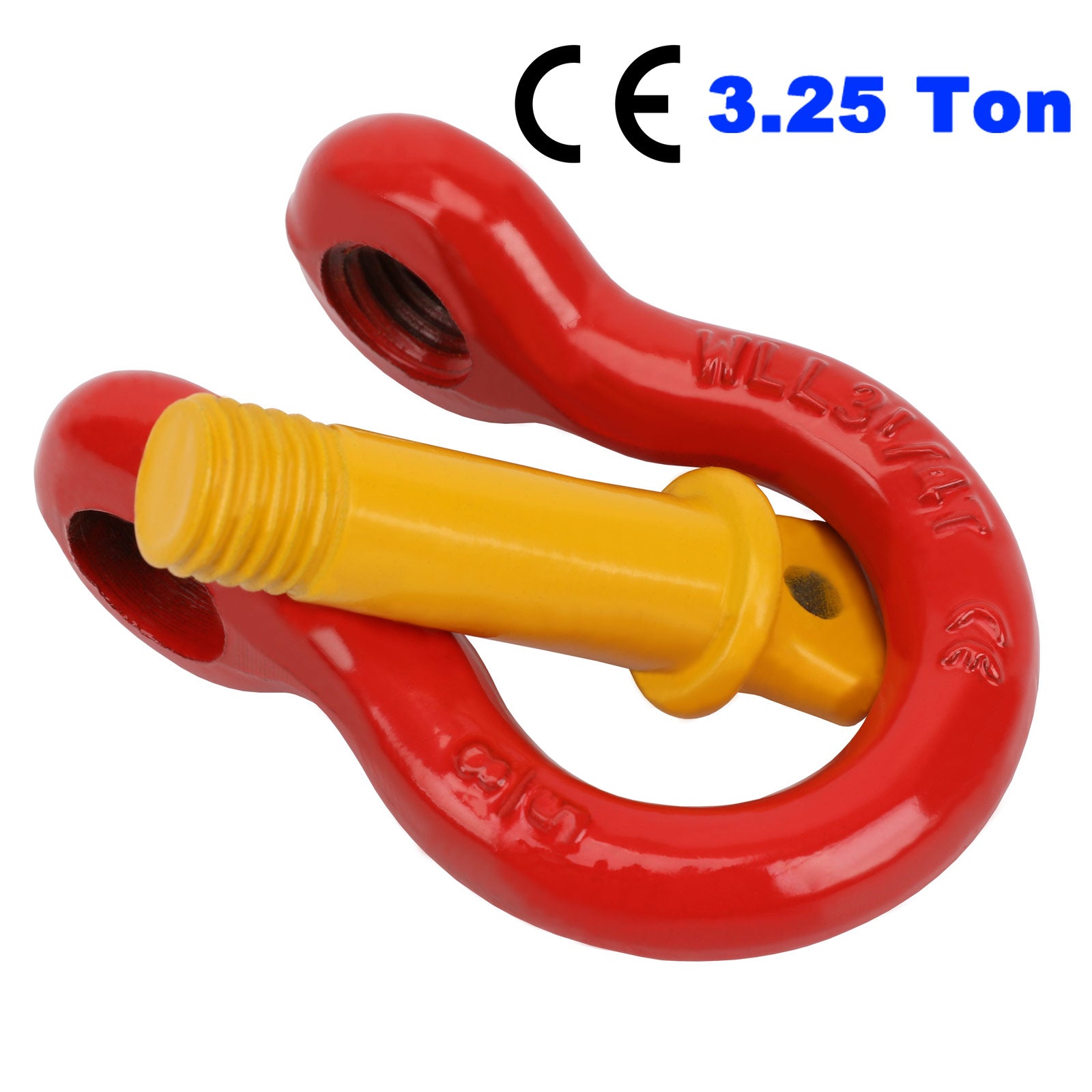 2 x Bow Shackle WLL 3.25 Ton Rated 16mm 4WD Recovery Tow Car Trailer Red
