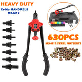 630Pcs Rivnut Rivet Nut  Riveter Nutsert Gun Tool Kit