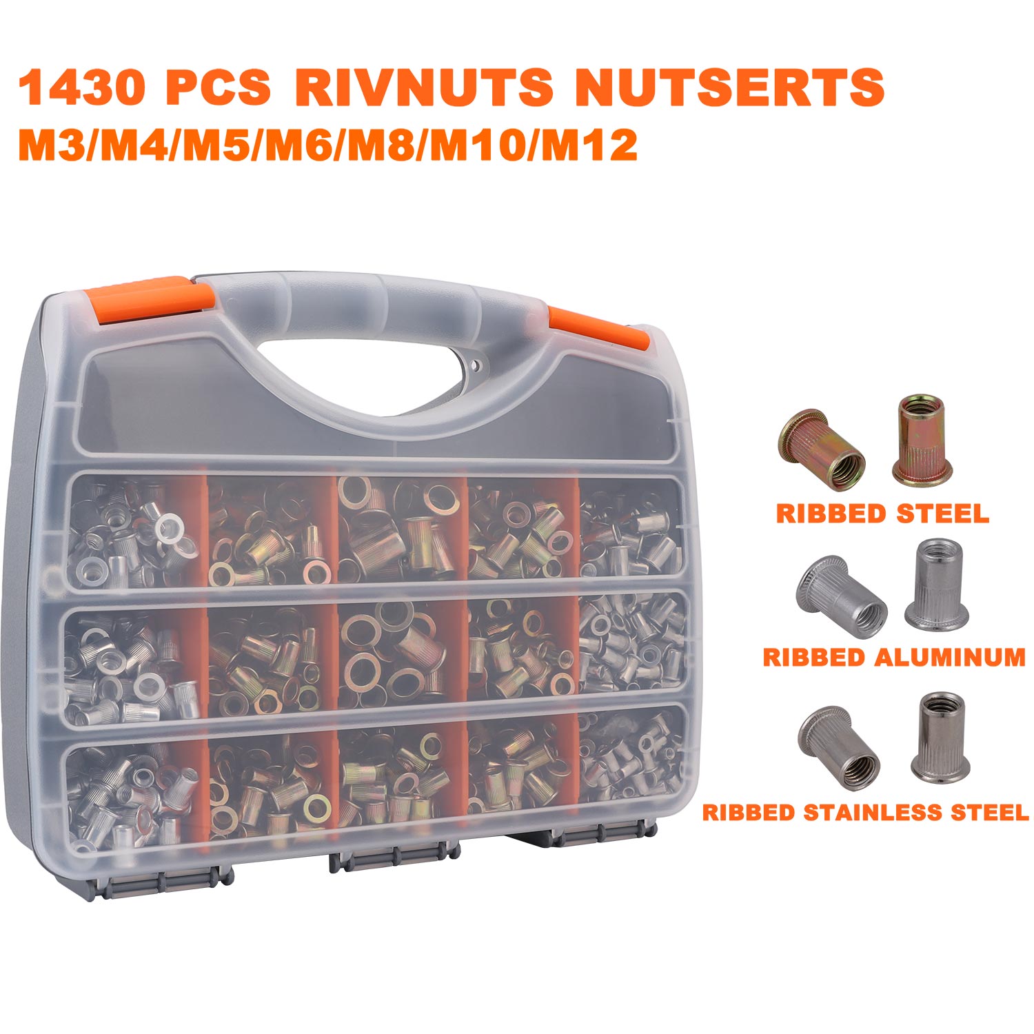 1430pcs Rivnut Rivet Nut  Riveter Nutsert Gun  Tool Kit