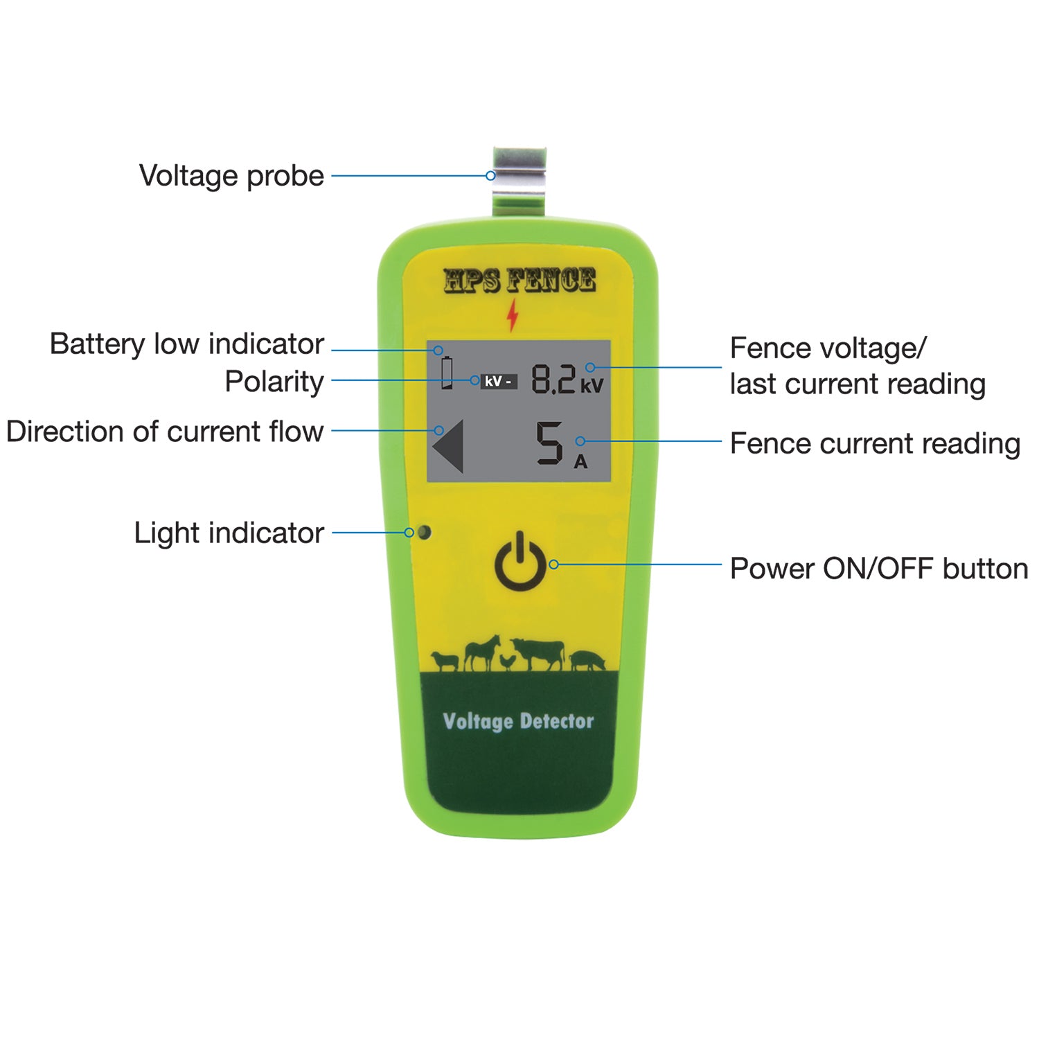 Digital Electric Fence Tester Fault Finder Scout LCD Display Max 13KV W/Battery