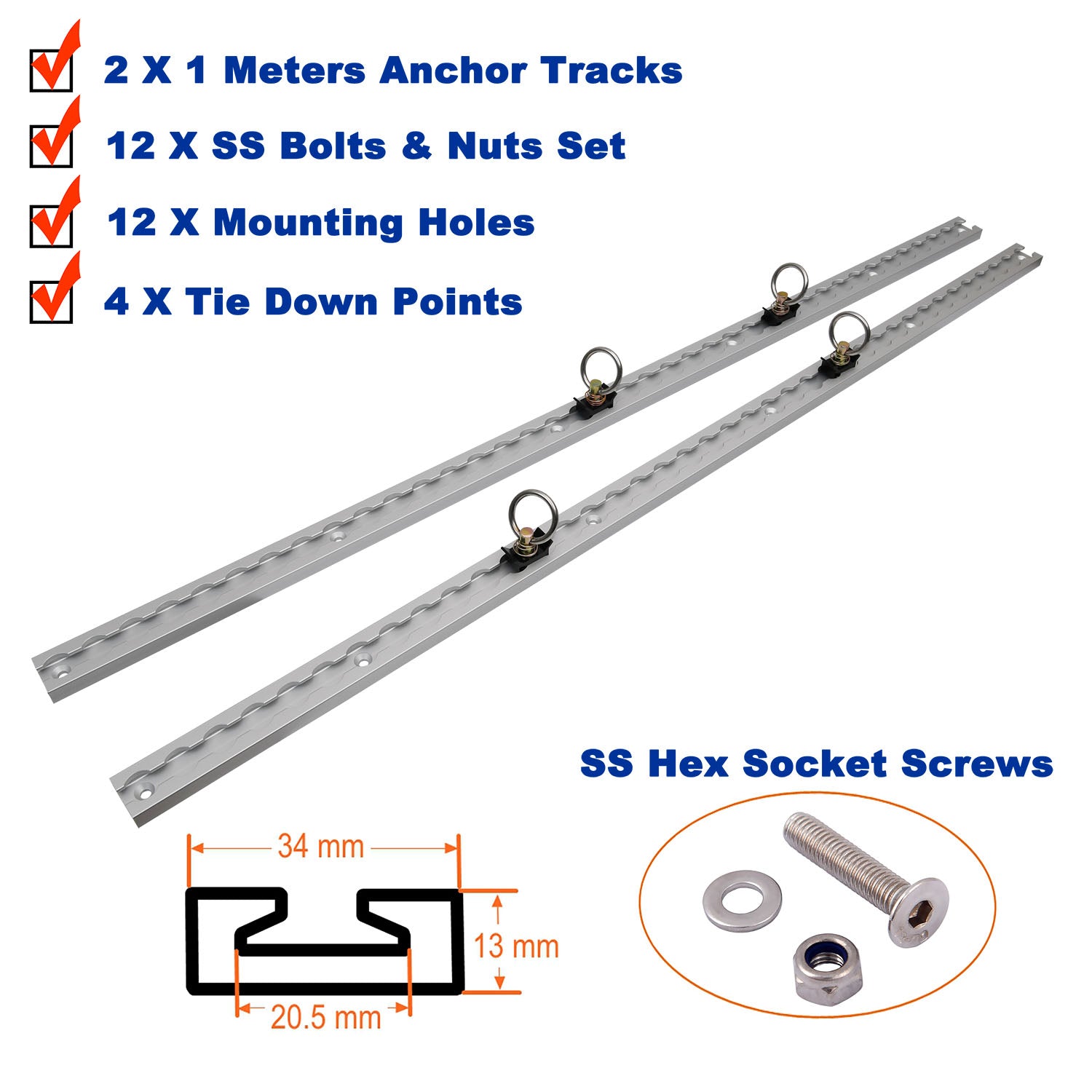 Track Anchor 1M L 2 Tracks with 4Rings