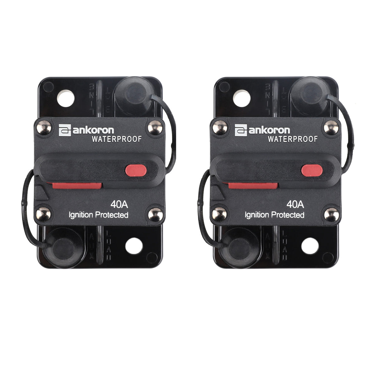 2x40A AMP Circuit Breaker Dual Battery IP67 Waterproof 12V 24V Fuse Manual Reset