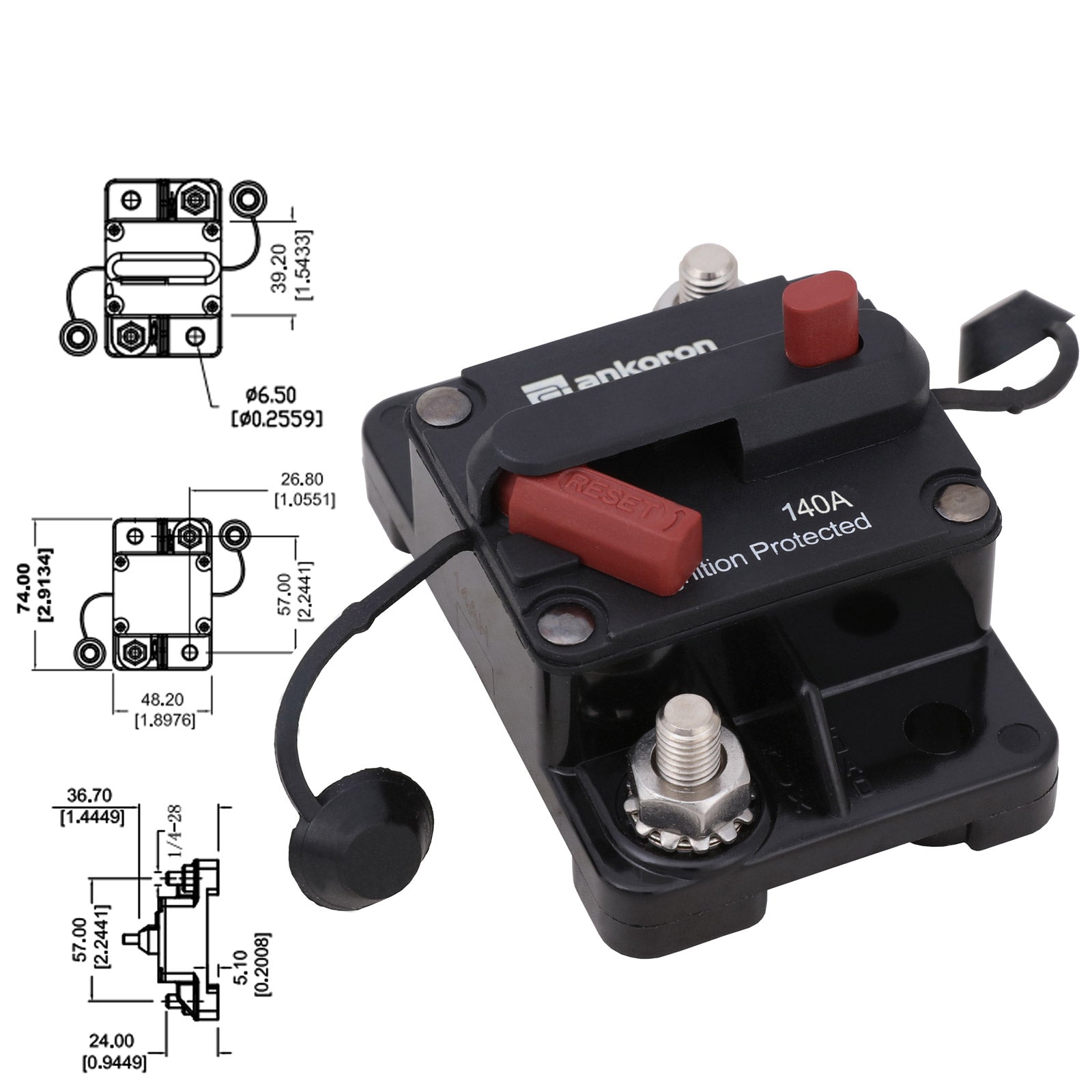 2x140AMP Circuit Breaker Dual Battery IP67 Waterproof 12V 24V Fuse Manual Reset