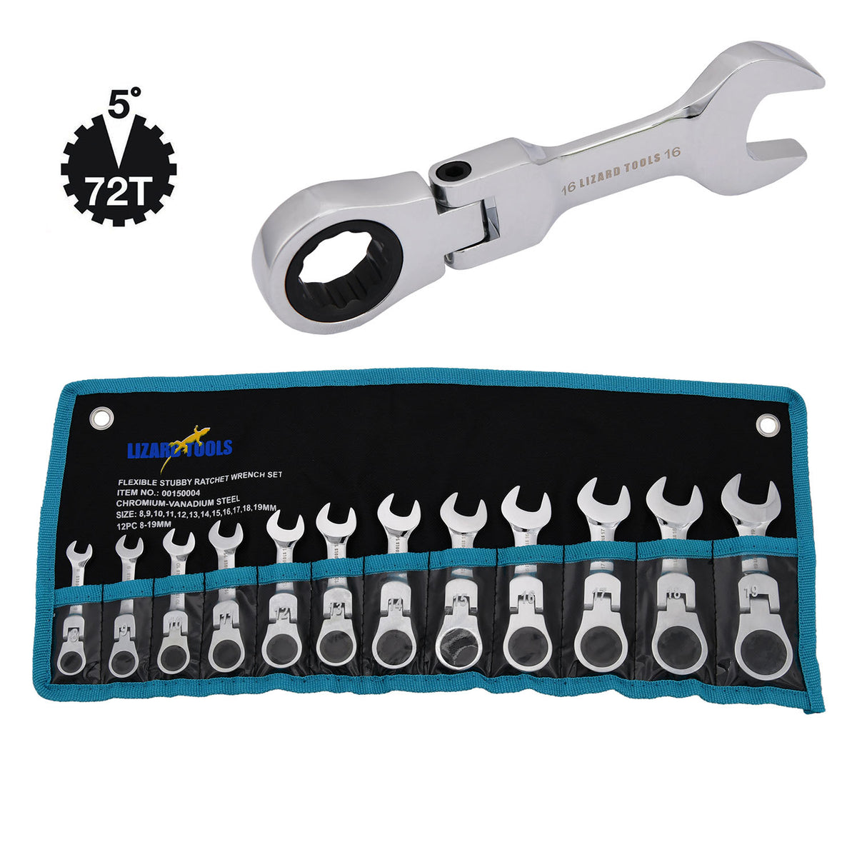 Flex Stubby Ratchet Gear Wrench Spanner Set