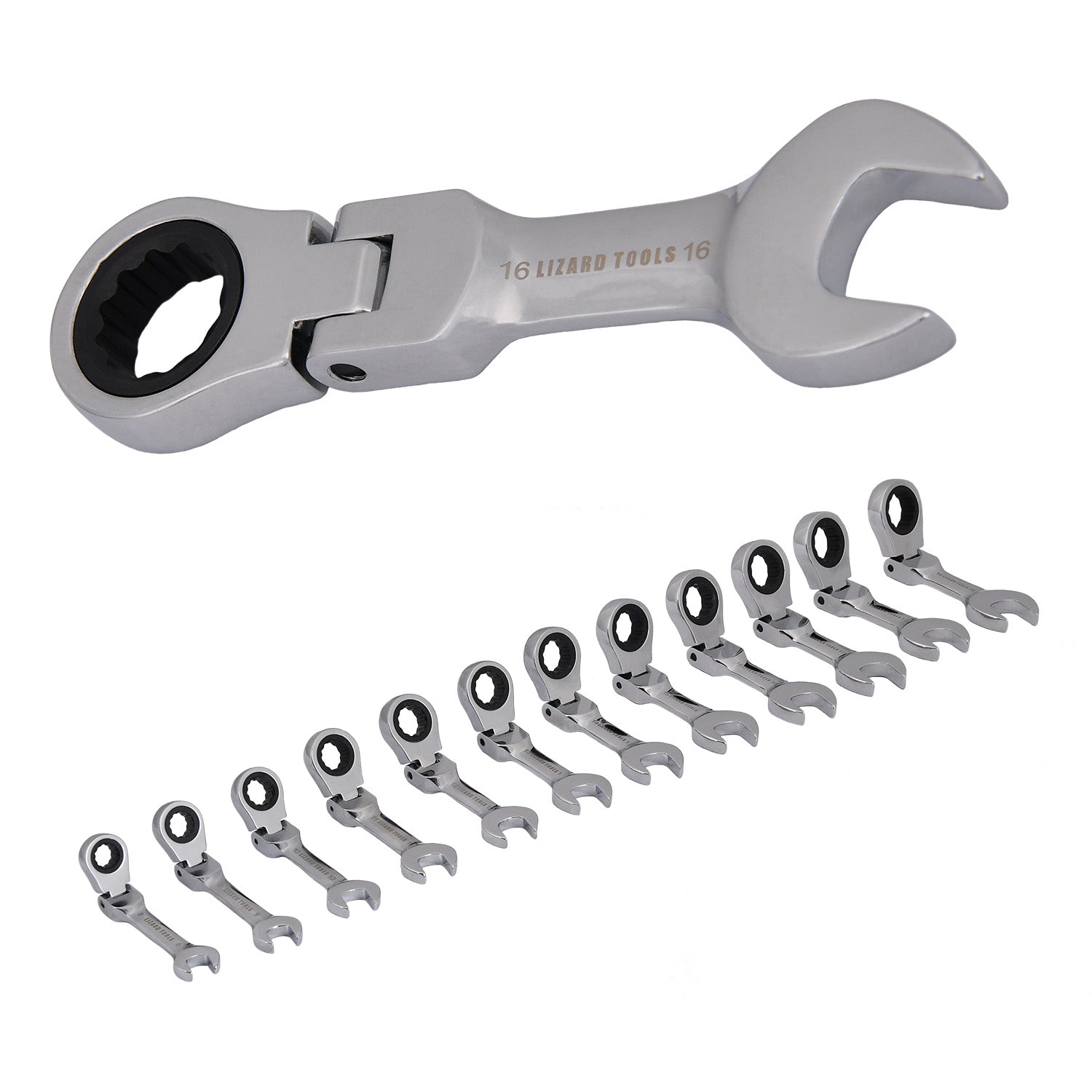 Flex Stubby Ratchet Gear Wrench Spanner Set