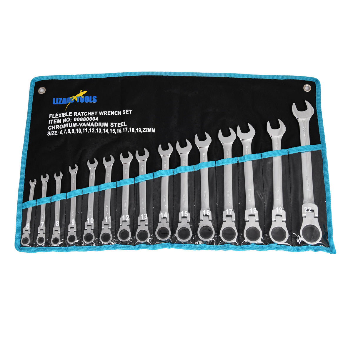 15 Pcs Trade Grade Ratchet Flex Head Gear Spanner Set CR-V Metric 6-22mm