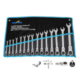 15 Pcs Trade Grade Ratchet Flex Head Gear Spanner Set CR-V Metric 6-22mm