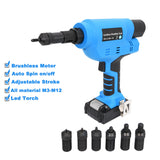 18V Cordless Brushless Motor Rivnut Rivet Nut Nutsert Tool