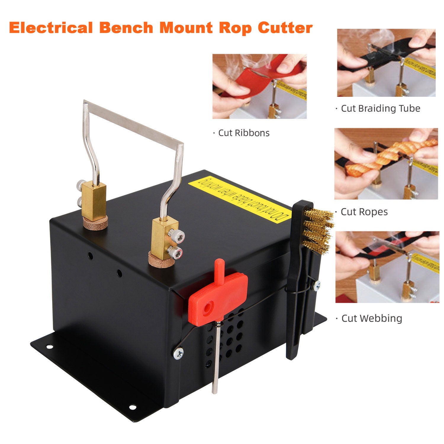 Electric Hot Knife Rope Cutter Bench Mount Ribbon Webbing Braiding Tube 2XBlades