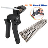 Heavy Duty Stainless Steel Cable Tie Gun + 200 Pcs SS304 Cable tie 4.6mm x 300mm