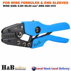 0.5 - 6 mm² Ratcheted Ferrule Bootlace Crimping Tool