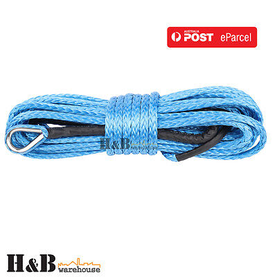 Winch Rope Blue 6MM x 15M Dyneema Winch Rope Blue Synthetic strap 4WD Boat Recovery BL ...