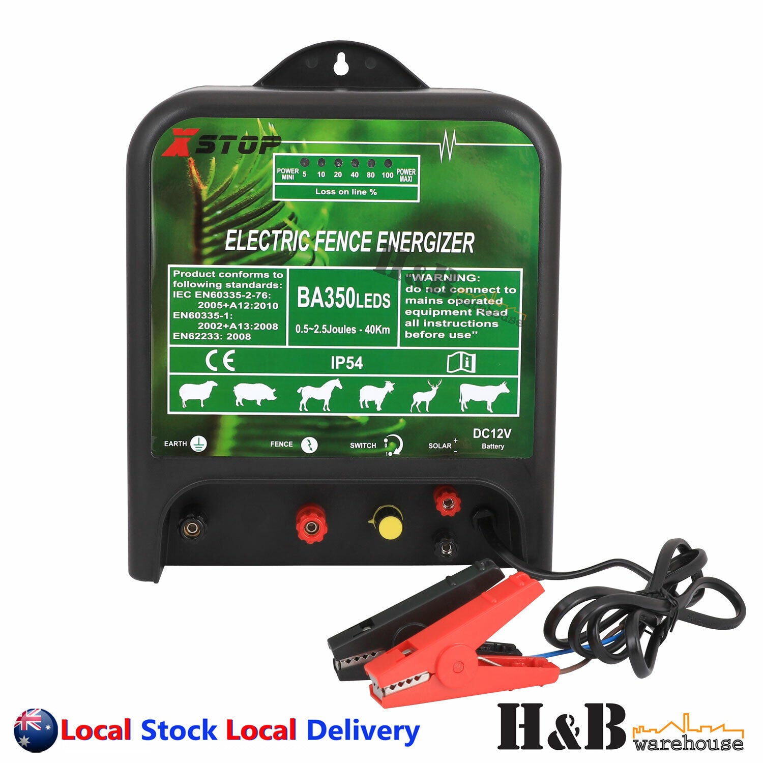 60Km 12V 3.5J Electric Fence Energizer Energiser Charger Poly wire Tape