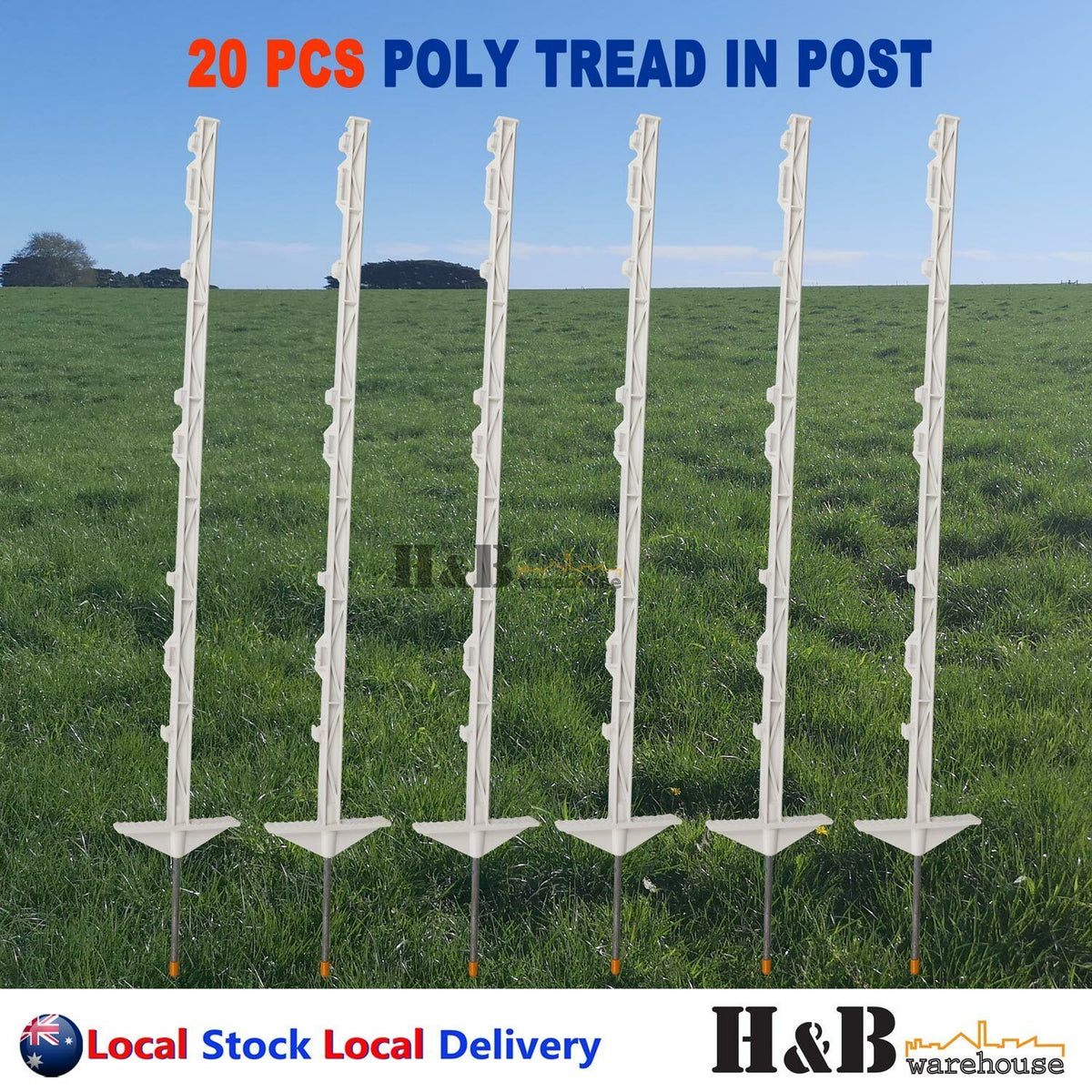 20X MULTI WIRE STRIP GRAZE POLY TREAD IN POSTS TAPE ELECTRIC FENCE POST FENCING