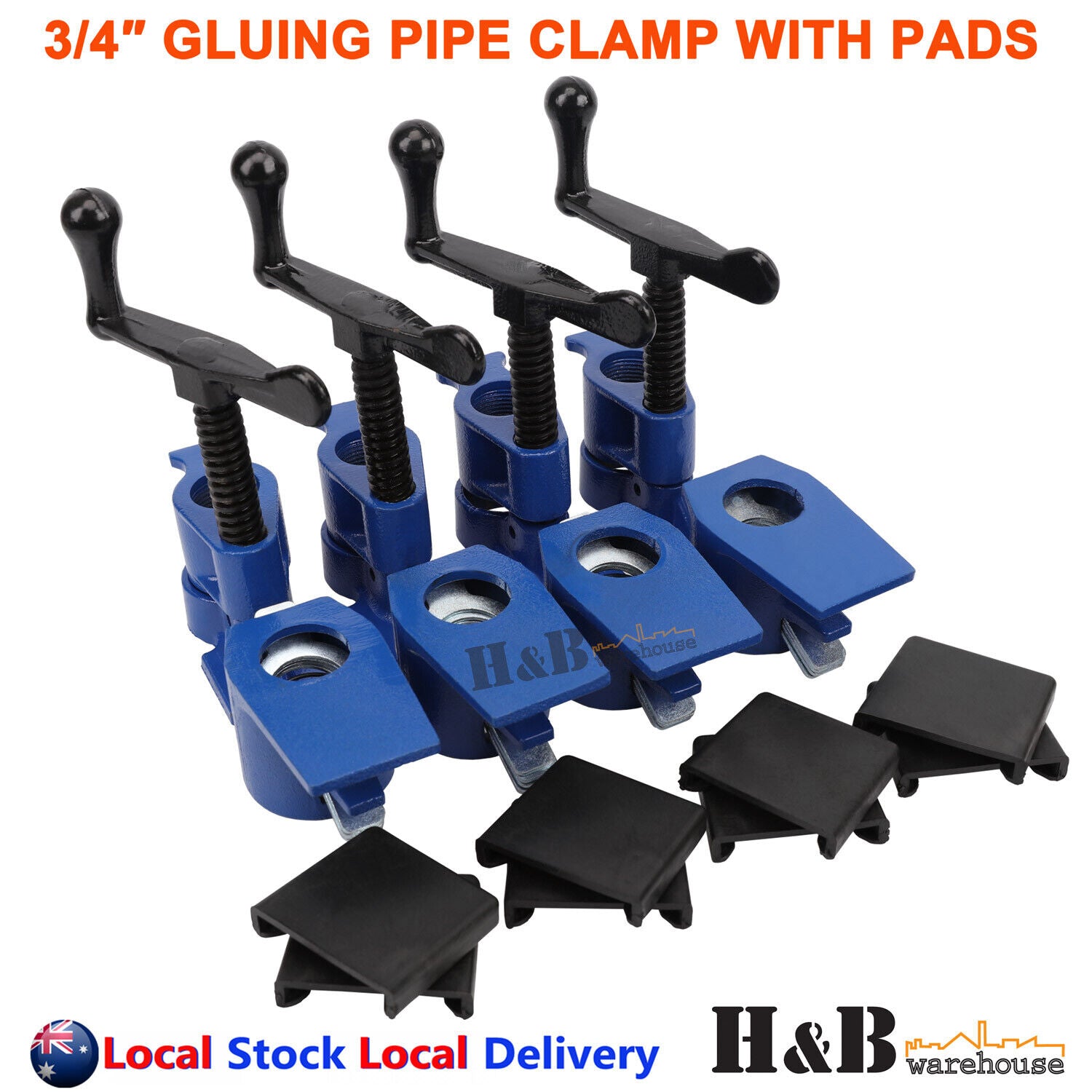 4 Pcs Heavy Duty 3/4" Gluing Pipe Clamp Vice Vise Tool Wide Protect Pads SALE!!!