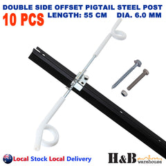 10 X 250mm Offset Double Pigtail Multi Rigger Post Insulator Electric Fence