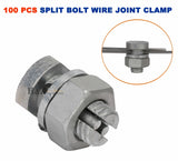 100 Galvanised Electric Fence Split Bolt Wire Joint Clamp Cable Joiner Connector