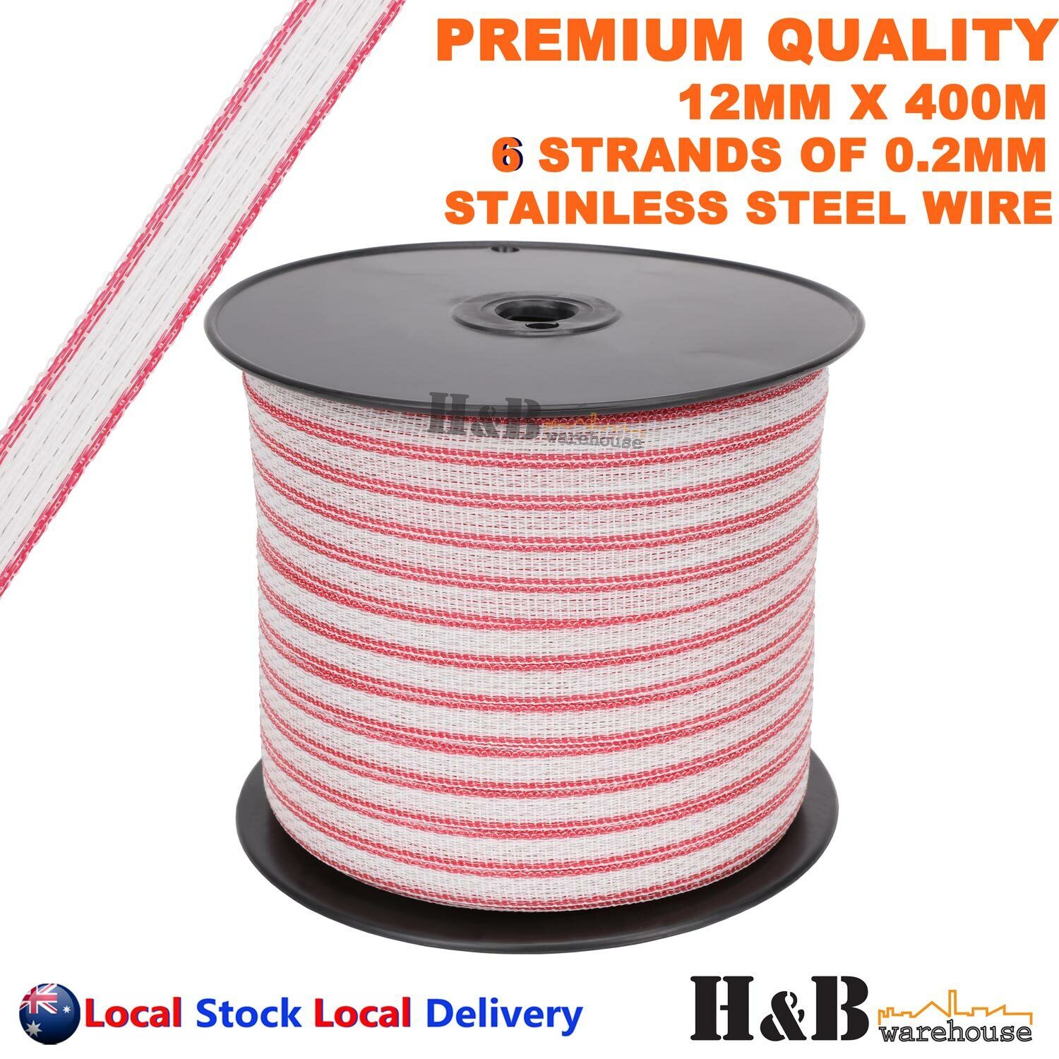 Electric Fence Rope 4 Rolls Electric Fence Poly Tape - 40mm Wide, White, 200m Per Roll, 8 Conductor (Agri-Supply WT40) Electric Fence Poly Wire - Foto 9