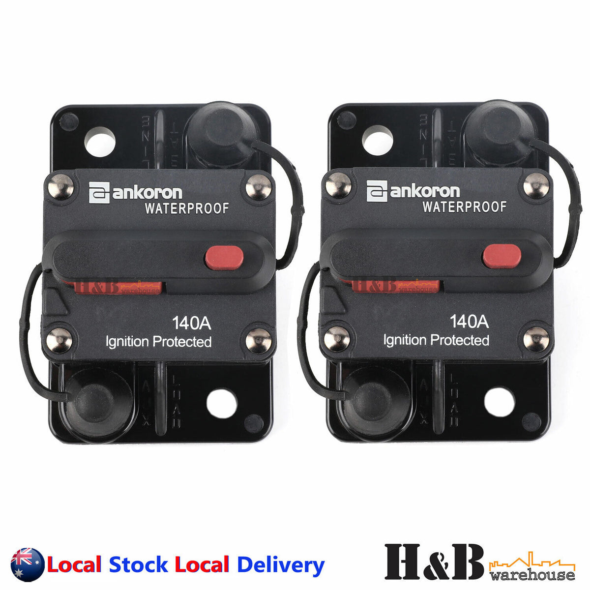 2x140AMP Circuit Breaker Dual Battery IP67 Waterproof 12V 24V Fuse Manual Reset