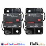 2x140AMP Circuit Breaker Dual Battery IP67 Waterproof 12V 24V Fuse Manual Reset