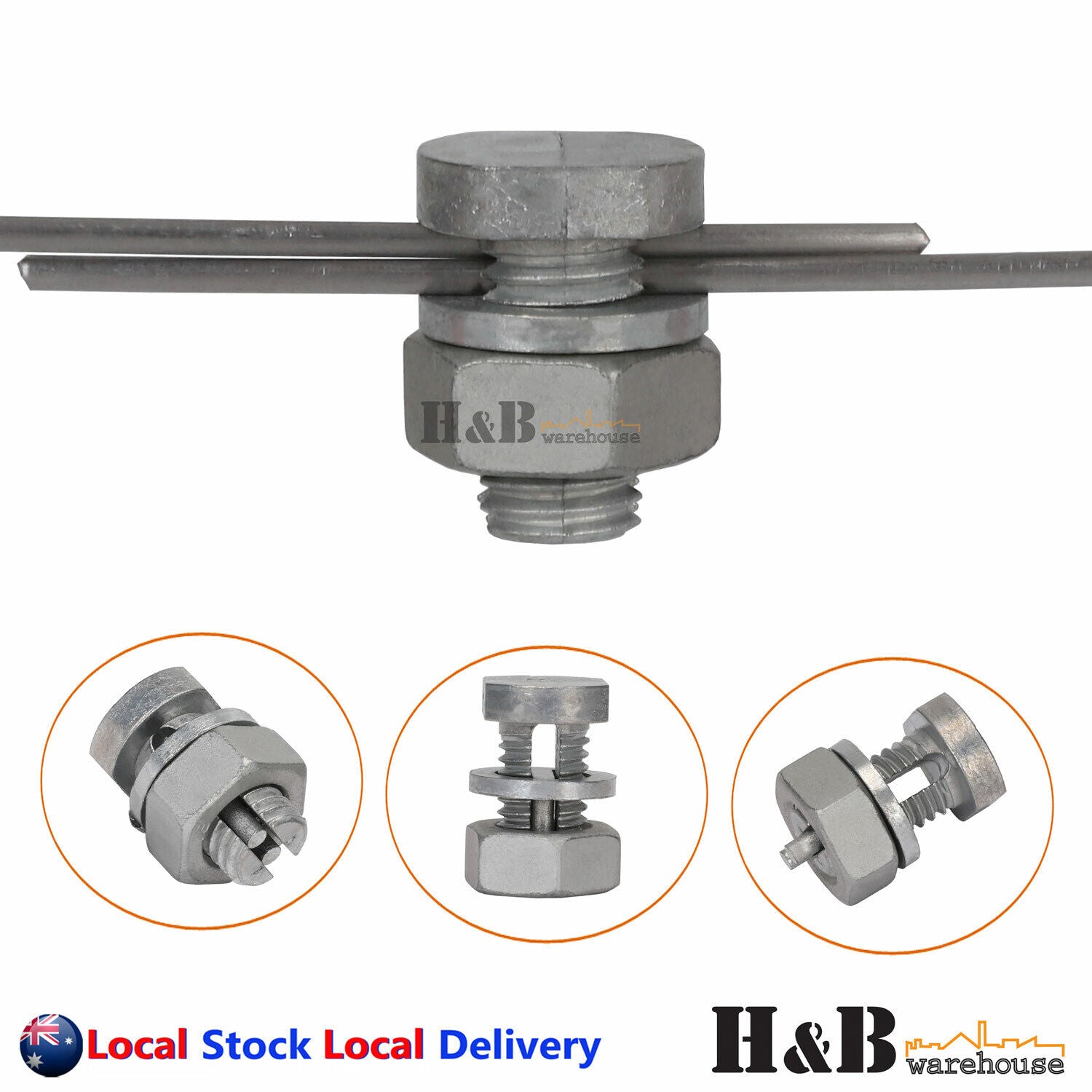 25x Galvanised Electric Fence Split Bolt Wire Joint Clamp Cable Joiner