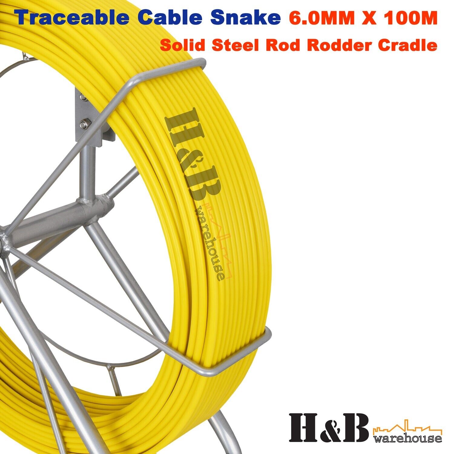 6mm 100M Traceable Cable Duct Rodder Snake Copper trace Wire Telstra NBN Tools