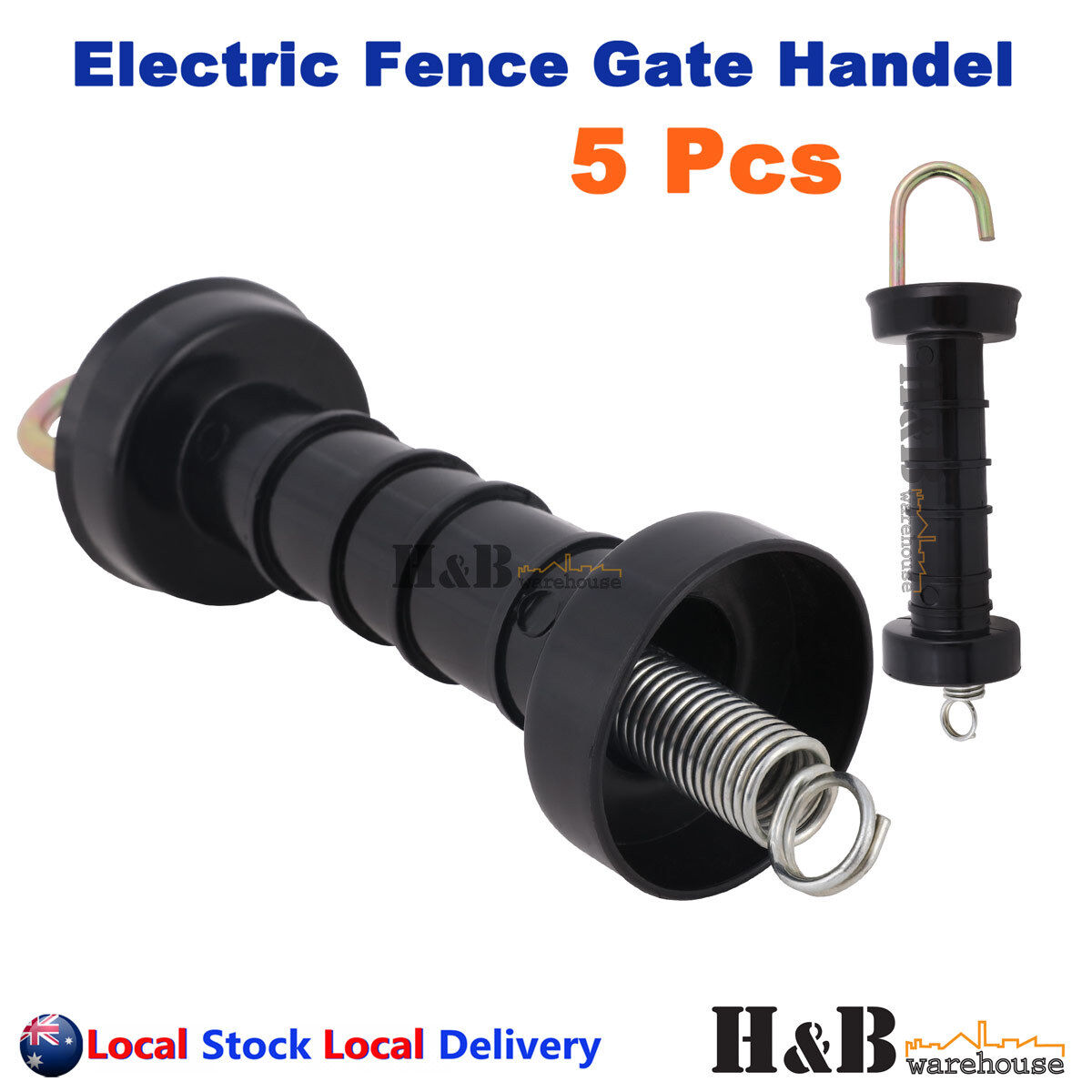 5 Pcs Electric Fence Gate Handle Insulated Spring Handles Black