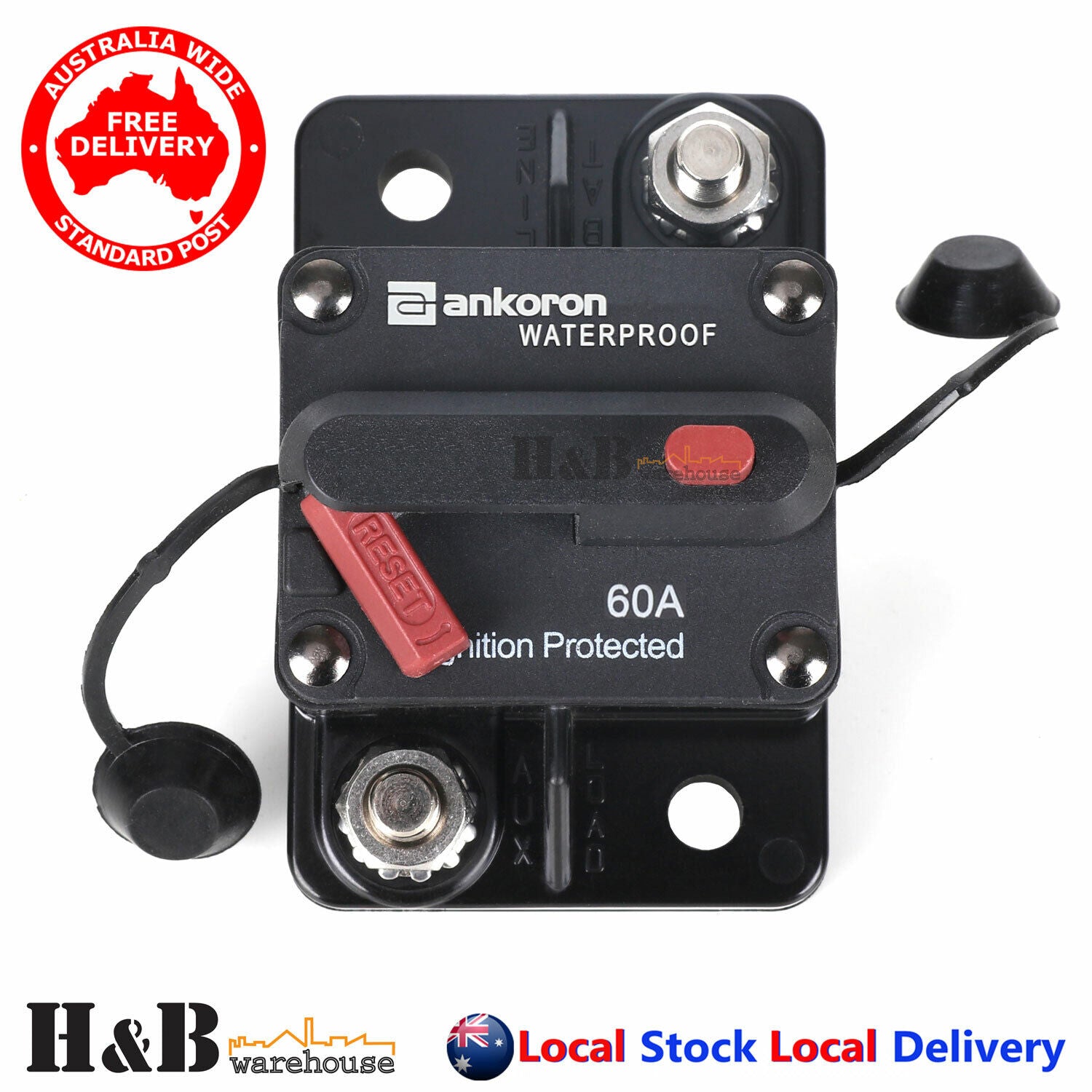 60A AMP Circuit Breaker Dual Battery IP67 Waterproof 12V 24V Fuse Manual Reset