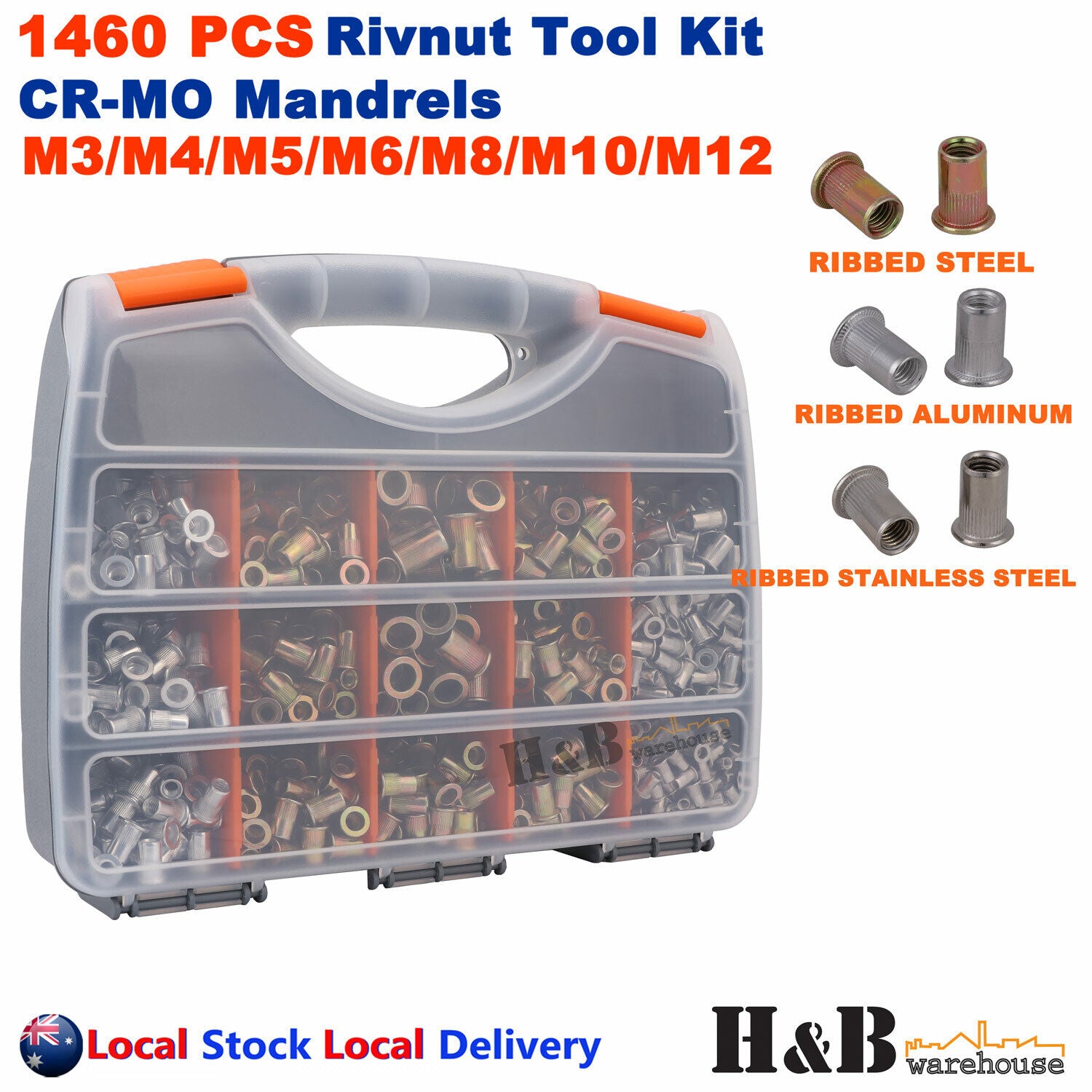 1460 Pc Rivnut Rivet Nut  Riveter Nutsert Gun  Tool Kit