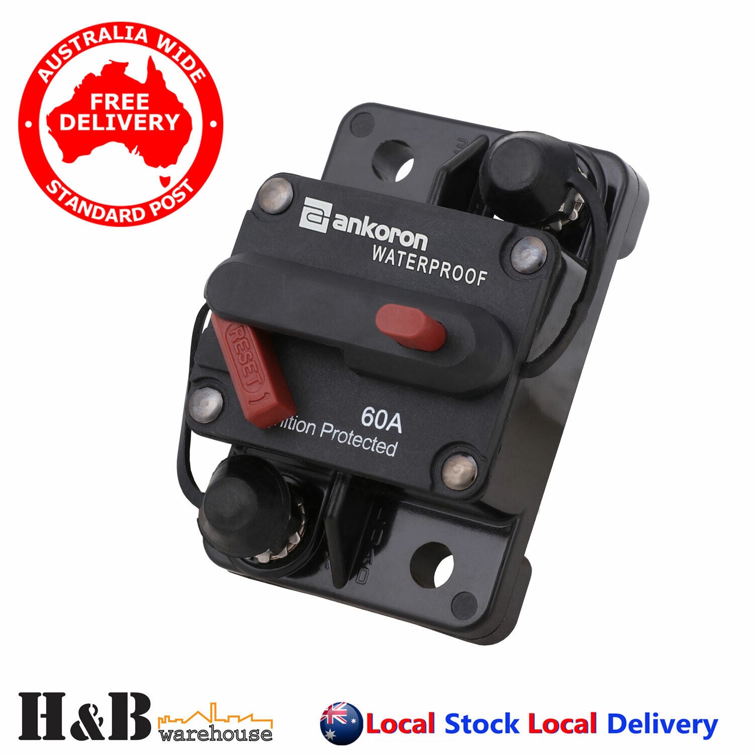 60A AMP Circuit Breaker Dual Battery IP67 Waterproof 12V 24V Fuse Manual Reset