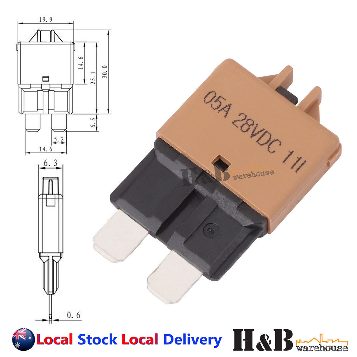 5A AMP Circuit Breaker STD Blade ATC Fuse Blocks Max 28Vdc Manual Reset