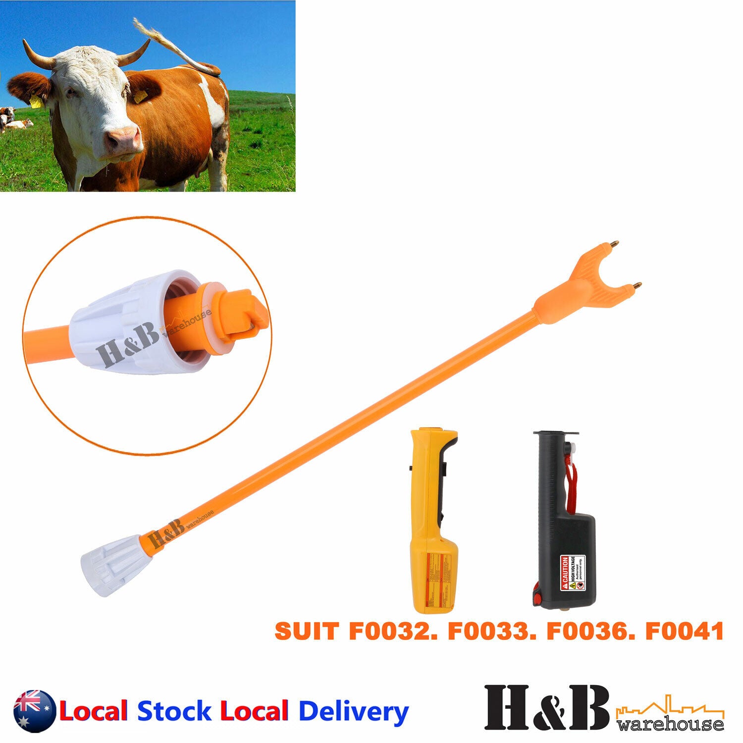 Rechargeable Stock prod Cattle prodder Flexi Shaft 9000V 105cm Car Charger