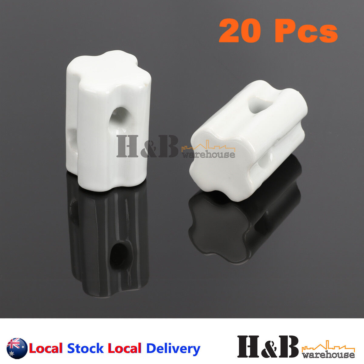 20X Porcelain End Strain Insulator Bullnose Electric Fence Wire Poly T ...