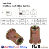 M12 X 50 Nutserts Rivet Nuts Flange Blind Rivnuts Zinc Plated Steel Nut Nutsert