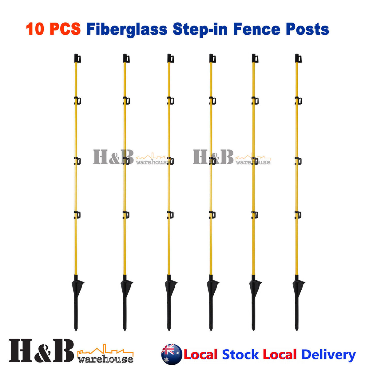 10X Tread In Fiberglass Electric Fence Posts Adjustable Insulators Post