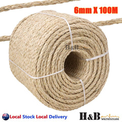 6mm x 100M Sisal Rope Natural Fiber Prime Quality Biodegradable 3 Strands