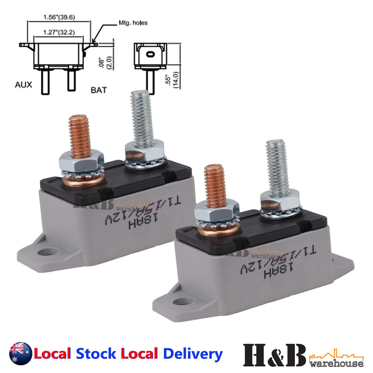 2X 15A AMP 12V Circuit Breaker Dual Battery Fuse Automatic Auto Reset